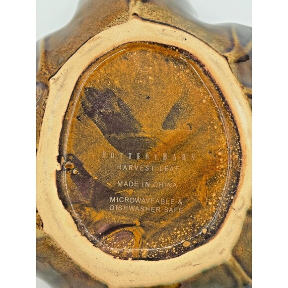 Pottery Barn Harvest Leaf Ceramic Glazed Serving Plate Tray Autumn Fall Decor - Picture 6 of 16